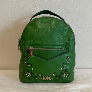 Michael Kors Jessa Small Floral Pebbled True Green Leather Backpack